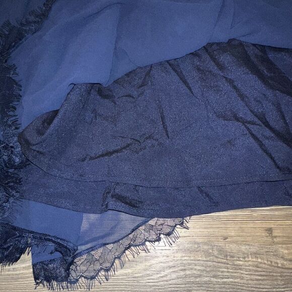 Dress the Population Corey Chiffon Fit Flare Cocktail Blue V-Neck Size Large. 15 - Picture 5 of 11